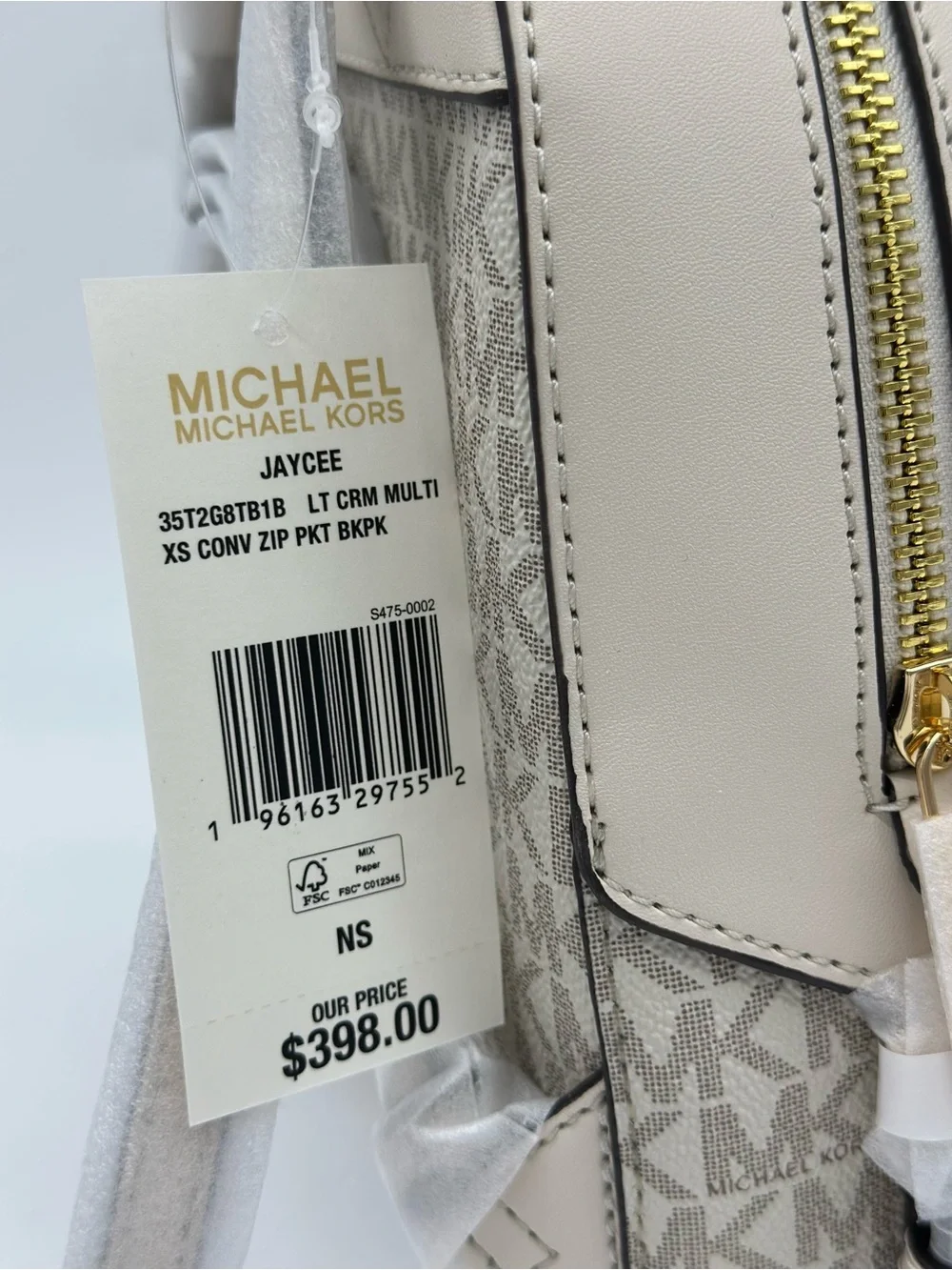Michael Kors Cream Beige Signature Mini Backpack with Gold Hardware
